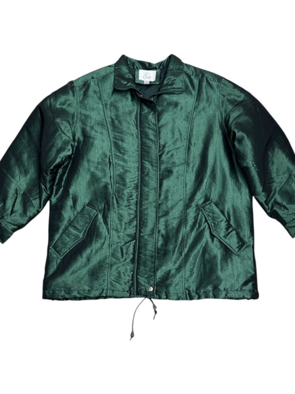 ELAN Vintage 90s Shiny Green Retro Winter Glam Parka Coat Womens 1X